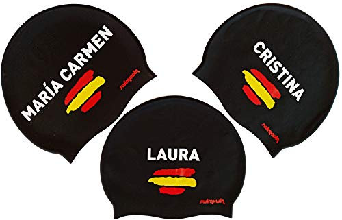 Swimxwin Laura | Gorro de Silicona Personalizado con tu Nombre | España | Gorro de Natación| Alta Comodidad y aderencia | Diseño y Estilo Italiano