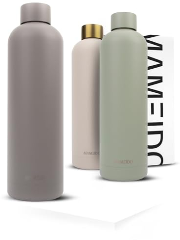 MAMEIDO Insulated Water Bottle 750ml - Leak-Proof 18/8 Stainless Steel Thermo Flask (Taupe Grey, 0,75l)