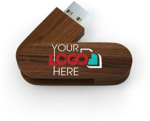 Possibox Clé USB Twister Personnalisée en Bois 2 Go Publicitaire avec Le Logo de Votre Entreprise - en Gros - USB 2.0 - Lot de 100 Noyer