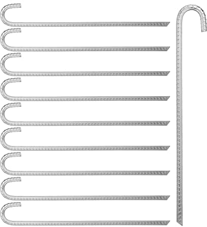 Relaxdays Pack 10 Piquetas de Camping, Estacas Tienda de Campaña, Clavijas Suelo, 45 cm, Acero Resistente, Plateado