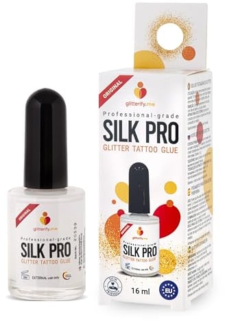 Silk Pro Original Professionelle Qualität Glittertattoo-Kleber Hautkleber – Hergestellt in der EU, Hautfreundlich (16ml)