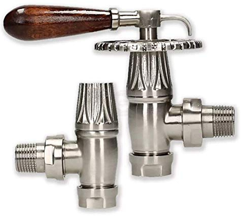 Adept Manual 15 mm Silver Nickel Wheel Head & Lockshield Valve Set