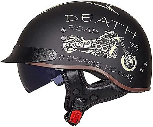XRDSHY Halbhelm Motorradhelm Herren Damen Retro ECE Zertifizierung Motorrad Halbschale Mofa Helm Jethelm Halbschalenhelm Jet Helmet Motorcycl Chopper Scooter Helm Sturzhelm Mit Visier,l-(2XL/63-64CM)