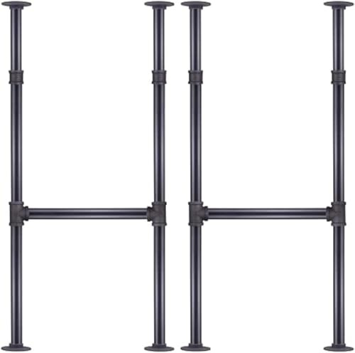 Niubid 38x14 in H-Shape Bar Height Pipe Table Legs 2 Pack | Vintage Mid-Century Modern Aesthetic, Heavy Duty Industrial Iron Frame, Stable H-Shaped Base for DIY Furniture Projects
