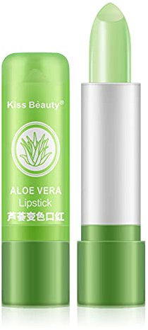 1 Stück Lippenbalsam Aloe Vera Jelly Lippenstift, Natürliche Grüner Magie Temperatur Farbwechsel Lippenstift, Lang anhaltendes Feuchtigkeitsspendendes Aloe Vera Lippenstift Set für Mädchen Geschenk