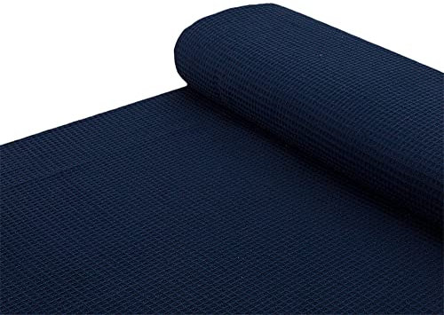 Baumwolle Waffelpique Waffelstoff Waffel einfarbig navy - Meterware ab 25 cm x 150 cm - Stoff zum Nähen