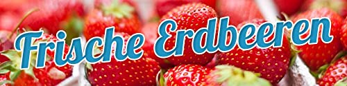PVC Werbebanner Banner Plane Frische Erdbeeren Obst Ösen 2000 x 500 mm