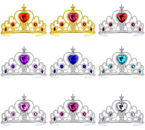 Forreen Prinzessin Tiara Mädchen, 9 Stück Prinzessin Krone Mini Kristall Prinzessin Verkleiden Exquisit Prinzessin Tiara Crown für Cosplay Mädchen Geburtstag Party