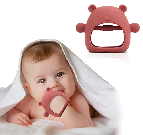 Eccomeri Beißring Baby - Beissring Baby - Beißspielzeug Baby - Greifling Baby 0-6 Monate - Zahnungshilfe BabyBeisring - Baby Spielzeug 6 Monate (Rot)