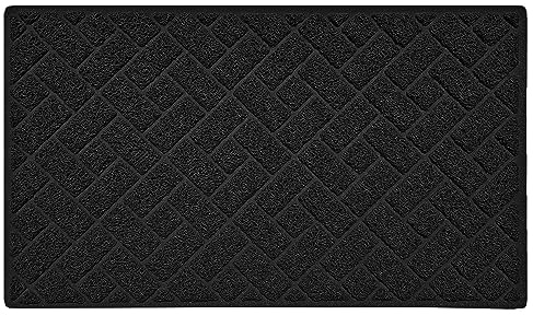Nicoman Diamond Quilted Shape Low Profile Indoor Outdoor Dirt-Trapper Door Mat Washable Barrier Heavy Duty Doormat – (Watertight Rubber-Back, Black, 75 x 44cm)