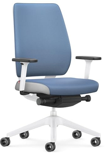 Interstuhl Joyce Interior Edition - ergonomischer Bürostuhl - Schreibtischstuhl mit Synchromechanik - verstellbare Rückenlehne und Lordose - Designer-Rollen (Blau | Weiß)