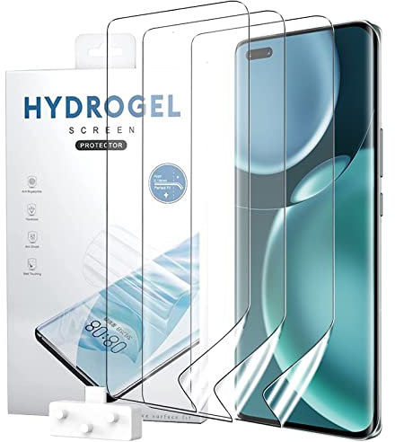 NUCNOK [3 Stück Schutzfolie für Honor Magic 4 Pro 5G,Weiche Flexibilität Hydrogel Folie mit Positionierhilfe,Fingerabdruck-ID Unterstützen,Kratzfest Keine Blasen