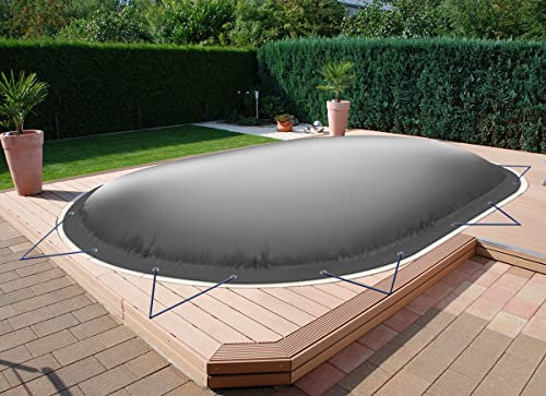 ANKO PLANEN Cubierta de Piscina Hinchable Ovalada – Lona de Cobertura Premium para Piscina – solución Ideal para el Invierno AirDeluxe (9,00m x 5,00m, Antracita)