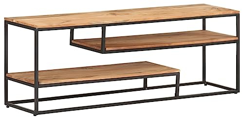 vidaXL Akazienholz Massiv TV Schrank Industriestil Lowboard Sideboard Fernsehschrank Fernsehtisch TV Möbel Board Tisch HiFi-Schrank 130x30x45cm