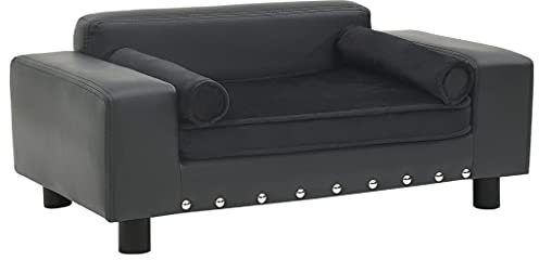 vidaXL Hundesofa Dunkelgrau 81x43x31 cm Plüsch und Kunstleder