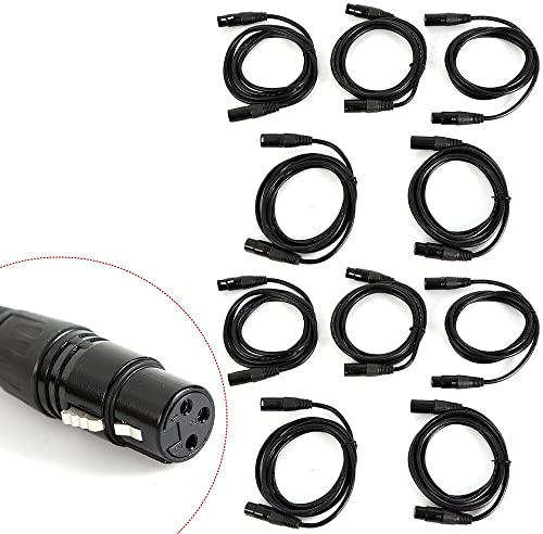 YISSALE DMX512 Kabel Signalkabel DMX-512 Kabel Bühnenlicht-Signalkabel 2m 3-Pin XLR für Moving head Par Can(10x)