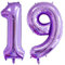 MiaLover 40 Zoll Zahl 19. Geburtstag deko Zahlen Ballon 19 Heliumballon 19 Geburtstagsdeko Riesen Aufblasbar Helium Folienballon Luftballons für Männer Frauen Happy Birthday Deko Luftballon(Lila)