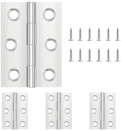 8 Stück Scharniere Klappbar 68mm × 38mm, Leryati Scharnier Edelstahl Klappbar Scharnierband Scharnier Klein Türscharnier für Türen Fenster, Klavierband Scharnier mit 48 Stück Schrauben