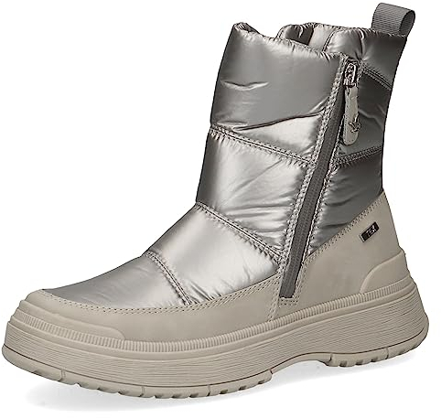 CAPRICE Damen Winterstiefeletten ohne Absatz Airmotion mit Reißverschluss Gefüttert Weite G, Beige (Warm Grey Co), 39 EU