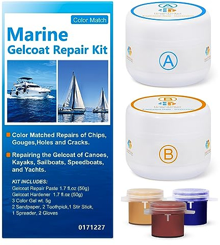 HomeTinker Herren Gelcoat-repair-001 Gelcoat-Repair-Boot-Reparaturset, Weißer Cyanbrauner Kaffee