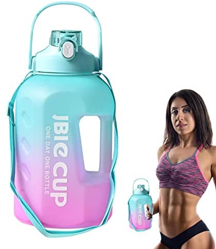 Bouteille d'eau motivante – Granbouteille d'sport 3 L avec marquage Temps – Bouteille d'eau Portable Anti-Fuite pour Le Fitness, la Salle Sport et l'extérieur