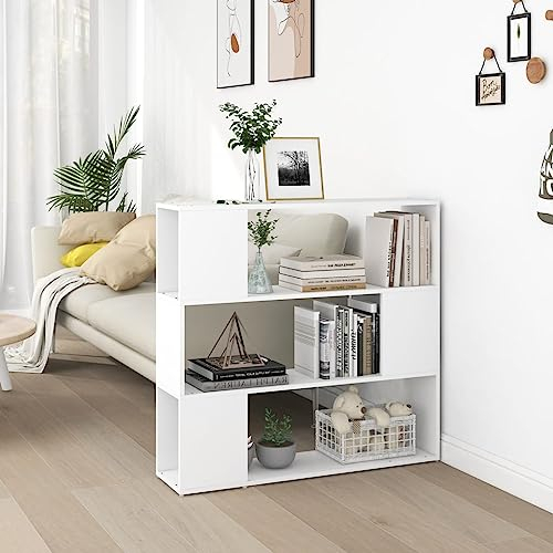 Youuihom Ausstellungsregale, Lagerregale, Dekorative Regale, Bücherregal Raumteiler Weiß 100x24x94 cm Geeignet für Wohnzimmer, Schlafzimmer, Büros, Klassenzimmer