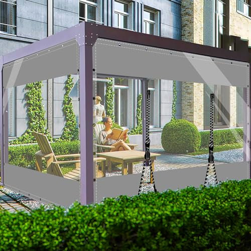 AMXFS Plane Abdeckplane Transparent mit ösen Wasserdicht 0.55mm Zeltplane aus PVC 530g/m² Wetterfeste Gewebeplane Regenplane Regenschutzplane für Pavillon, Balkon, Balkonmöbel, Gartenmöbel 2.5x5m