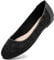 Greatonu Women Causal Shoes Cut Out Slip On Lace Floral Closed Toe Ballet Ballerina Dolly Flats Black with Lining Size 3.5 UK