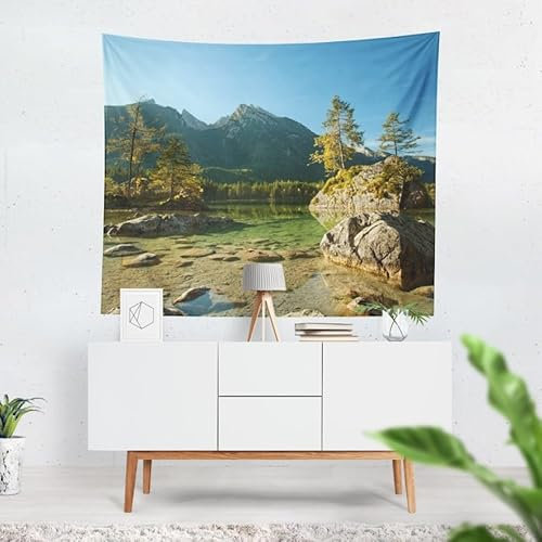 UNZYE Wandbehang Foto Wandtuch XXL Natur Das Meer Wandbehang Comic Wanddekoration Schlafzimmer Bilder Blau 200x150cm