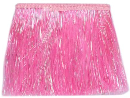 YYCRAFT 20,3 cm breite Lametta-Fransenborte Girlande – Tanzkostüm-Besatz mit glänzendem Folieneffekt für Party-Dekoration (4,5 m, Rosa)