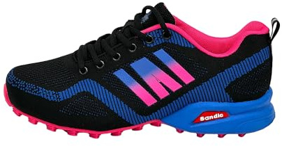 Ablovo® Damen Herren Sportschuhe Sneaker Turnschuhe Laufschuhe Freizeit Schuhe 36-46 (Schwarz-Königsblau-Fuchsia, EU Schuhgrößensystem, Jugendliche, Herren, Numerisch, M, 37)