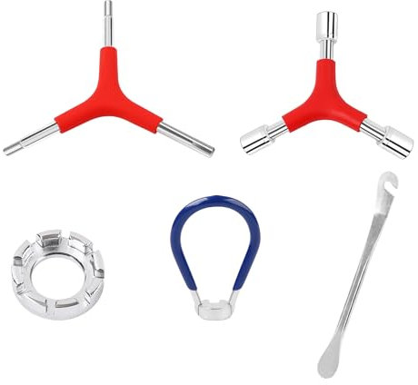 Vagocom 5Pcs Bike Repair Kit,Portable Bicycle Spoke Wheel Key Adjuster Tool,Includes 8 Cut Open Bicycle Spoke Wrench,Bicycle Spoke Wrench,Tire Lever,Y-Type Hex Wrench,Y-Type Socket Wrench