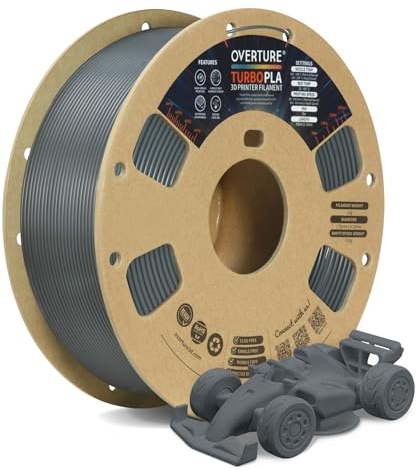 OVERTURE Turbo PLA Hohe Geschwindigkeit Filament 600mm/s Rapid PLA 1.75mm, Super Speedy PLA 3D Drucker Filament, Maßgenauigkeit +/- 0.02mm, 1 kg/Spule (Grau)