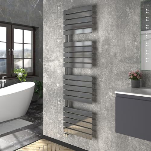 Warmehaus Designer Heated Towel Rail Bathroom Ladder Radiator Warmer Central Heating Rads Flat Panel Gunmetal 1800x500mm