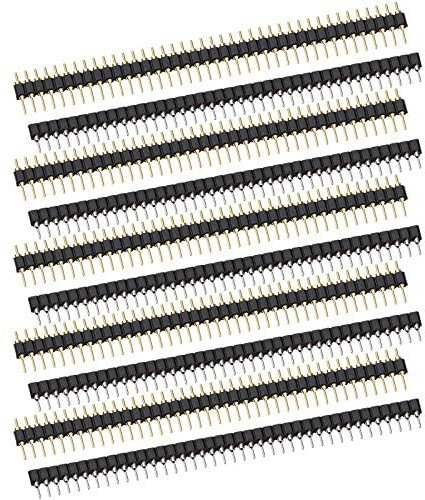 CLDIY 5 pares de pines y conectores chapados en oro (ROHS), una fila de pines redondos de 140 40 P, aguja recta, barra de pines para placa de circuito impreso de 2,54 mm, barra de pines para ordenador