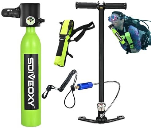 COMFOLIVING Diving Cylinder, 0.5L Scuba Diving Cylinder, Aviation Aluminium Diving Tank, Scuba Diving Equipment Set, Snorkeling Oxygen Cylinder, Small Oxygen Cylinders, Hand Pump For Diving