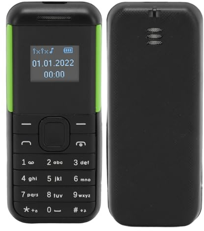 Diyeeni BM222 Small 2G Smartphone, Dual-SIM-Handy für ältere Kinder, Student Pocket Handy 0,66 Im Bildschirm BT Sound Player, Unterstützung Sprach Wechsel, 20H Standby-Zeit (Schwarz Grün)