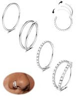 4PCS 18G Nasenpiercing Ring Ohrringe Chirurgenstahl Tragus Septum Piercing | CZ Clicker Ring Segmentring Conch Lippe Knorpel Doppelt Nasenring Hoop 8mm 10mm für Damen Herren Silber Gold