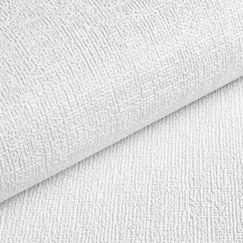 10M Textured Wallpaper Self-Adhesive Embossed White Thick Waterproof Sticky Back Vinyl Foam For Rooms (White(50x1000CM))