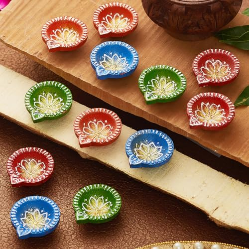 TIED RIBBONS 12 pcs Handmade Clay Diya for Diwali | Traditional Indian Diyas Tealight | Indian Oil Lamp | Diwali Decorations for Home | Terracotta Diyas | Diwali Diyas for Pooja | Diwali Gifts