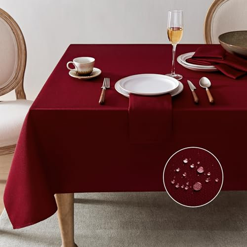 Softalker Nappe Rouge 140x240 cm-Nappes rectangulaire idéale pour dîner de Noël,réceptions ou célébrations.Décor élégant,imperméable,Anti-Huile,Anti-Taches,Excellent Choix de Cadeau.