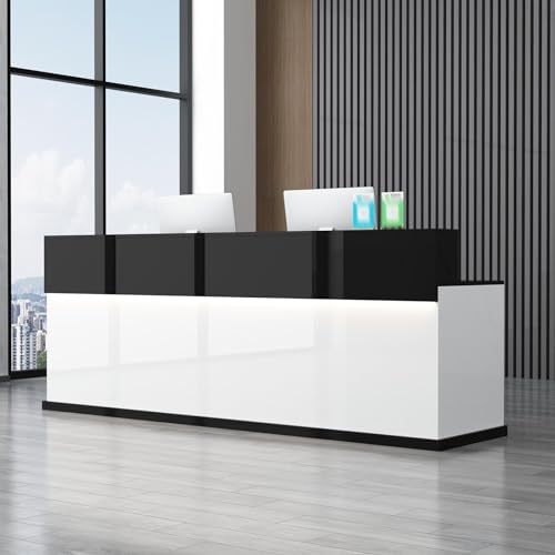 YVYKFZD Empfangstheke mit Theke, große Rezeptionstheken, Empfangstresen fürs Büro mit abschließbaren Schubladen, Rezeption verkaufstheke für Einzelhandelskassen(White 6,47.2x23.6x39.3)