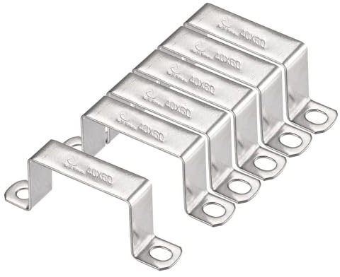 Unifizz U-förmige Strebenverbinderhalterung, 38 x 61 mm, 304 Edelstahl, geschlossene Stangenhalter, 6 Stück