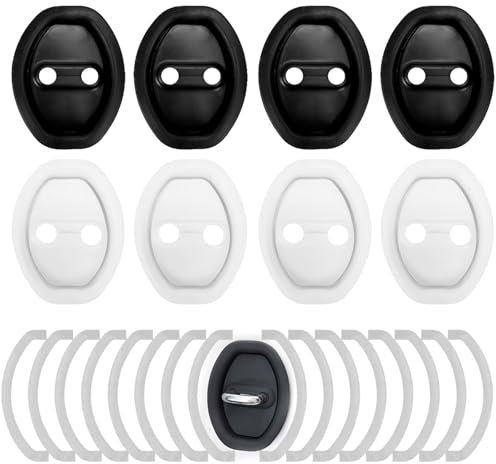 8 Pcs Car Silicone Door Latch Protective Cover, Car Door Lock Decorative Covers, Door Lock Protective Covers for Cars, Silent Shock Pads Silicone Car Door Lock Protective Cover(Black,white)