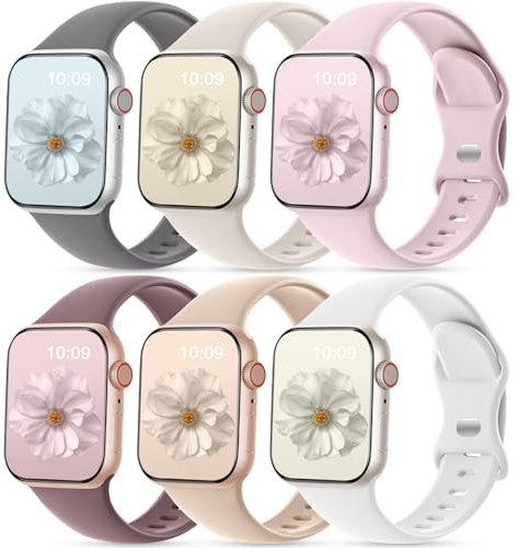 CeMiKa 6 Pack Sport Straps Compatible with Apple Watch Strap 44mm 46mm 45mm 42mm 49mm, Upgraded Silicone Replacement Bands for iWatch Ultra 3 2 Ultra Series 11 10 9 8 7 6 5 4 3 SE, Women Men