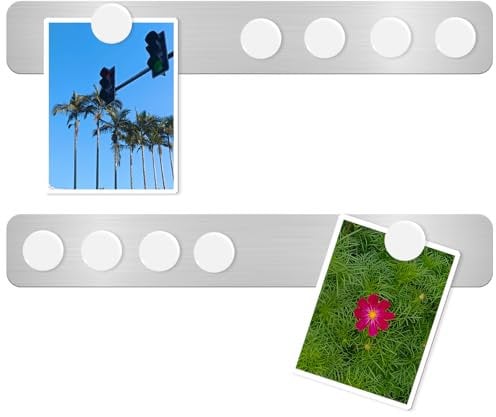 DUJEQM Magnettafel Memoboard Magnetwand Magnetstreifen Selbstklebend, 30.77 x 4.77cm Magnetleiste Magnetboard Edelstahl Pinnwand Magnetisch Magnettafeln mit 10 Weiß Magnete für Fotos Dokumente 2 Stück
