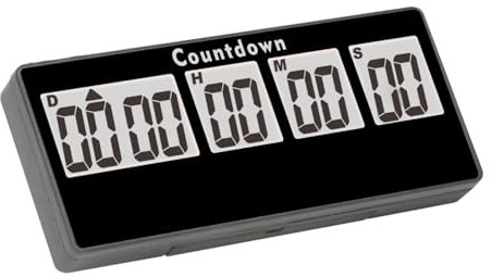 RileyFine 9999 Tage digitaler Küchen-Timer, Ruhestands-Countdown-Timer, Magnet-Adsorptions-Design, Batterie austauschbar, verwendet für den Ruhestand Kochen Weihnachten Urlaub (Black)