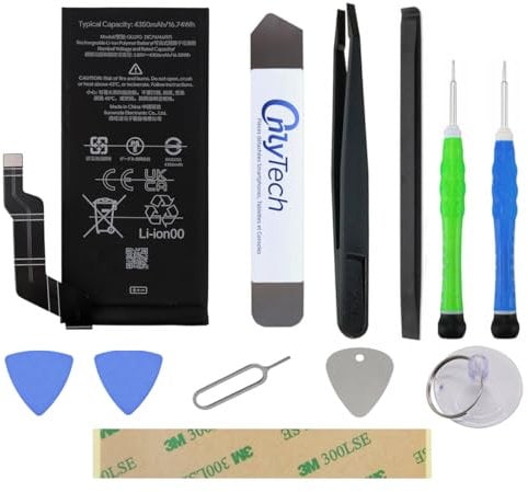 OnlyTech - Reparatur-Set Premium-Akku GLU7G für Google Pixel 6A – 4350 mAh – Originalqualität mit 10 Werkzeugen und Klebstoff