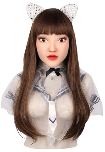 SoTUCR Maschere Realistiche Maschera in Silicone per Viso Umano per Adulti Maschera per Testa in Silicone Morbido Maschera in Lattice di Halloween per Crossdresser,Color 1,Package One