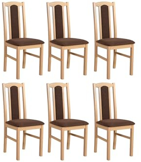 LeafDesign Esszimmerstühle 6er Set, Massivholz, Gepolstert, Sonoma Eiche | Küchenstühle, Esstischstühle und Essstühle für Wohnzimmer, Restaurant, Café, Hotel und Gastronomie – hoher Sitzkomfort